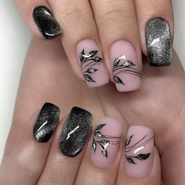 Glamour Nails Künstliche Nägel, Quadratisch, Schmetterlingsmuster, 24 Stück, Damen - Bild 1