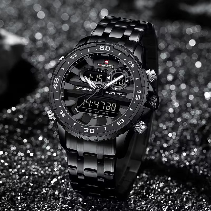NAVIFORCE Armbanduhr, Quarz, Analog-Digital, Edelstahl, Herren, Schwarz - Bild 6