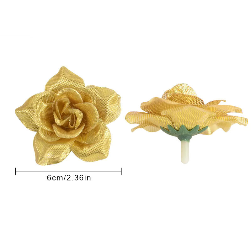 10 Stück künstliche Seidenrosen in Gold und Silber für DIY-Dekorationen und Hochzeiten - Bild 5