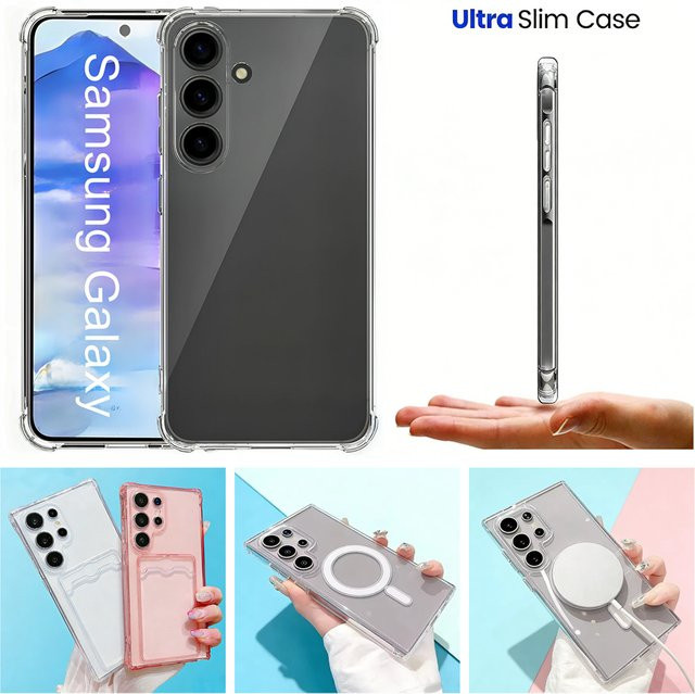 Transparente Silikon Handyhülle mit Kartenfach für Samsung Galaxy S26 S25 S24 S23 S22 S21 S20 FE Plus Ultra - Bild 1