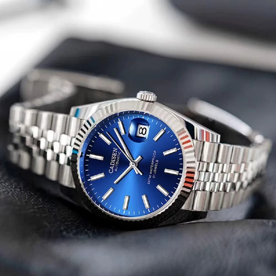CADISEN Armbanduhr Automatik, Edelstahl, Blau, Herren - Bild 4