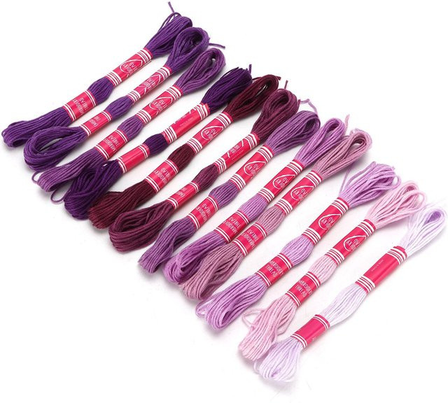 Igeteck Stickgarn Set aus Polyester mit Farbverlauf in Violett, 12 Stück - Bild 1