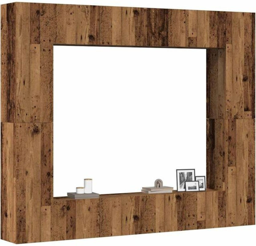 Vidaxl 8-teiliges TV-Schrank-Set zur Wandmontage in Braun mit Altholz-Optik im Industrial-Design aus Holzwerkstoff - Bild 1