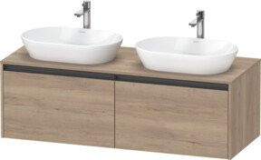 Duravit Waschtischunterschrank Ketho.2 in Ei Marmoriert mit 2 Auszügen, wandhängend, Breite: 140 cm, Tiefe: 55 cm - Bild 1