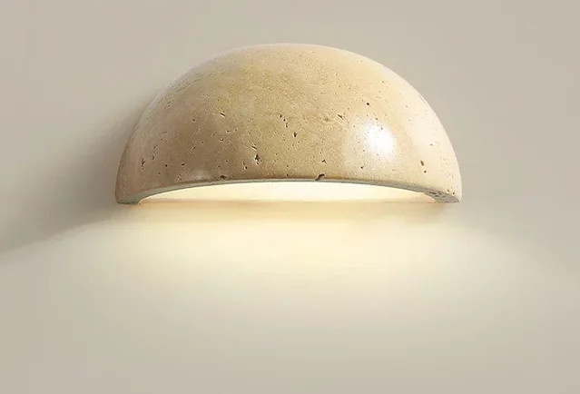 Gelbe Steinkunst Wandleuchte im Nordic Design mit halbrunder Kuppel für dein Schlafzimmer, B/T/H: 15 x 7 x 15 cm - Bild 1