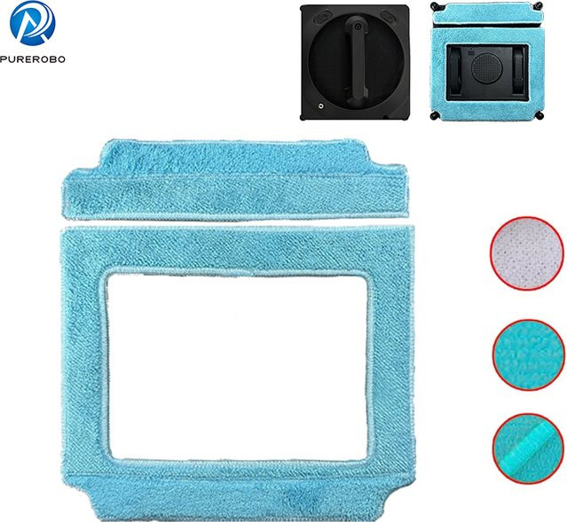 Purerobo Wischtuch Clean Mop Ersatzteil für quadratischen Fensterputzroboter W-V1S, waschbar - Bild 1