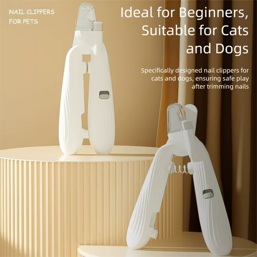 PEAKINBAGS Haustier-Nagelknipser mit LED-Licht und Spritzschutz in Weiß für kleine und mittelgroße Hunde und Katzen - Bild 2