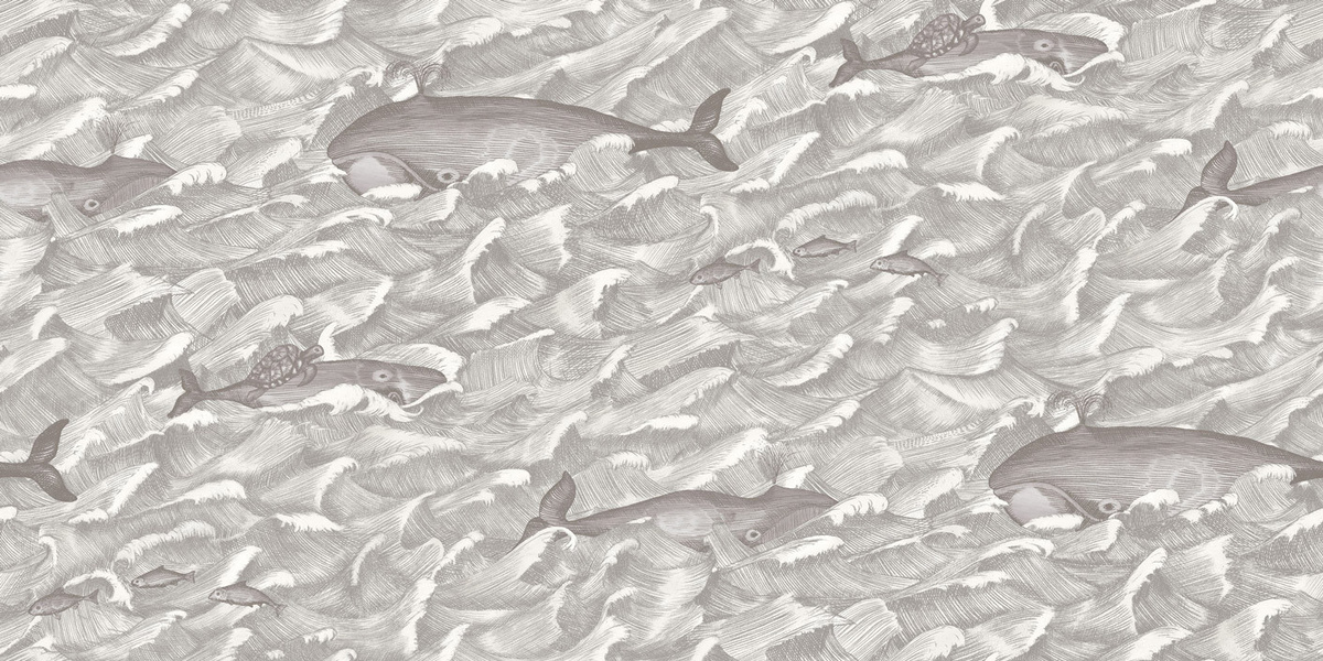 Cole & Son Tapete Melville in Schwarz Weiß Grau mit Natur- und Tiermotiven aus Vlies - Bild 1