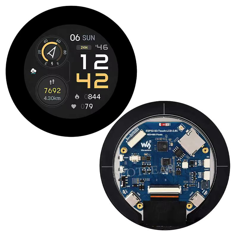 Waveshare 2,8 Zoll Runddisplay ESP32 S3 Entwicklungsboard mit 480x480 Auflösung, WiFi, Bluetooth, 8MB PSRAM, 16MB Flash und 6-Achsen-IMU in Schwarz - Bild 3