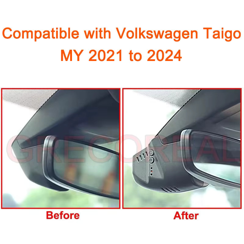 GRECOREAL 4K Dash Cam Dual Dashcam mit WiFi und App-Steuerung für Volkswagen Taigo, Schwarz - Bild 5