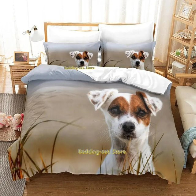 Jack Russell Terrier Bettwäscheset mit Motiv für Erwachsene und Kinder, Material Mikrofaser, Mehrfarbig, B/H: 135 x 200 cm - Bild 1