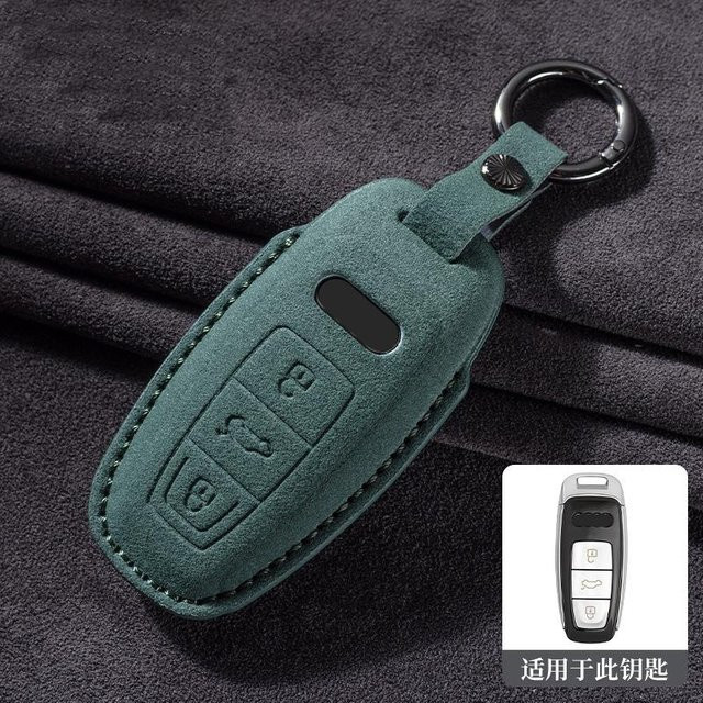 Wildleder Autoschlüsselgehäuse für Audi A3 A4 B9 A6 A7 A8 E-tron Q5 Q8 C8 D5 SQ8 in Grau - Bild 1