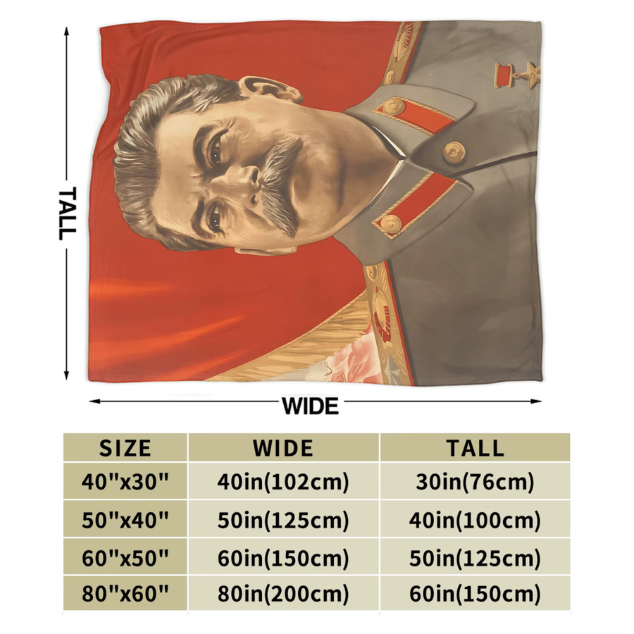 Potdemiel Flanell-Plüschdecke Lenin Joseph Stalin Design in Schwarz, weiche und flauschige Tagesdecke aus Polyester - Bild 5