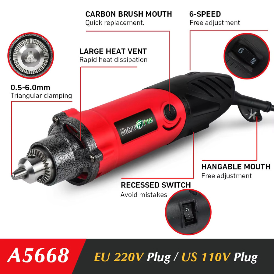 Dremel Elektrisches Rotationswerkzeug-Set 240W Graviermaschine und Schleifer in Rot mit 6 Gängen - Bild 6