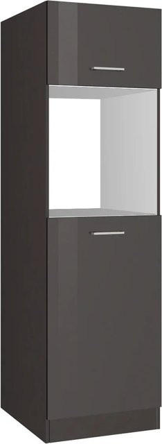 Held Möbel Küchen-Kühlschrank- und Ofenumbauschrank Mailand in Graphit Hochglanz, Breite: 60 cm, Höhe: 200 cm, Tiefe: 60 cm - Bild 1
