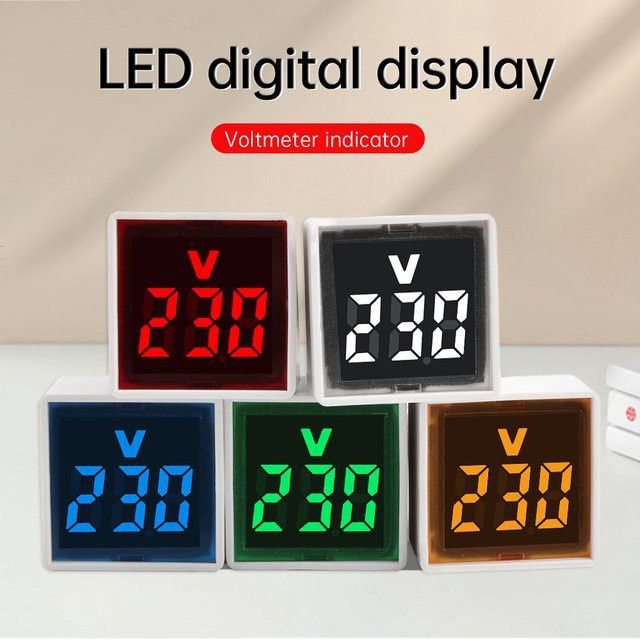 Gaqqee LED-Digital-Voltmeter mit weißer Anzeige, AC 220 V, Messbereich 50–500 V, quadratisches Design 30 mm - Bild 1