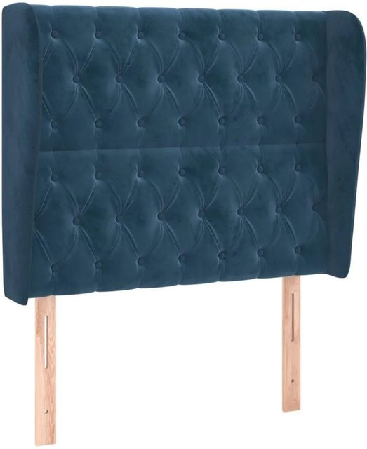 vidaXL Kopfteil mit Ohren in Dunkelblau aus Samt, B/T/H: 93 x 23 x 118/128 cm - Bild 1