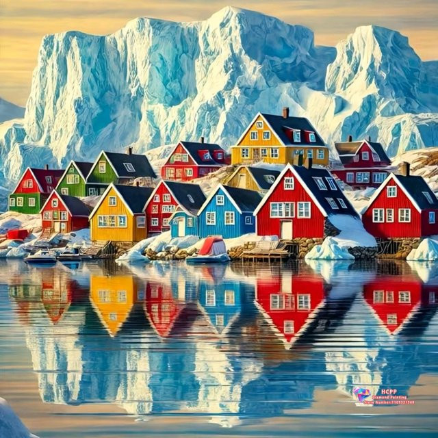 Iceberg 5D DIY Diamantmalerei-Set Bunte Häuser in Multicolor mit runden Diamanten für Wanddeko und Kunsthandwerk - Bild 1