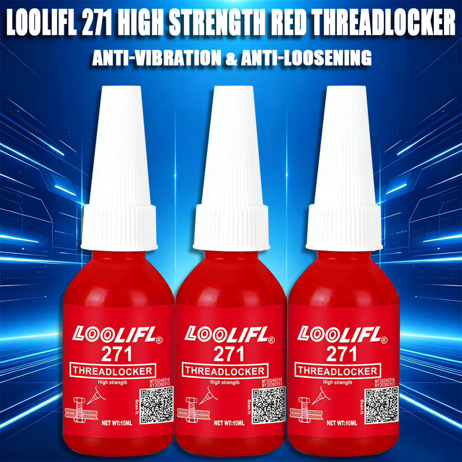 LOOLIFL Schraubensicherungskleber 271 Rot, Hochfester Anaerober Gewindedichtmittel zur Vibrationsfestigkeit, 10ml - Bild 2