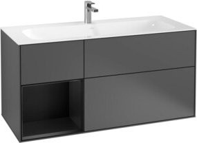 V&B Waschtischunterschrank Finion mit Wandbeleuchtung in Anthrazit, B: 119,6 cm, T: 49,8 cm - Bild 1