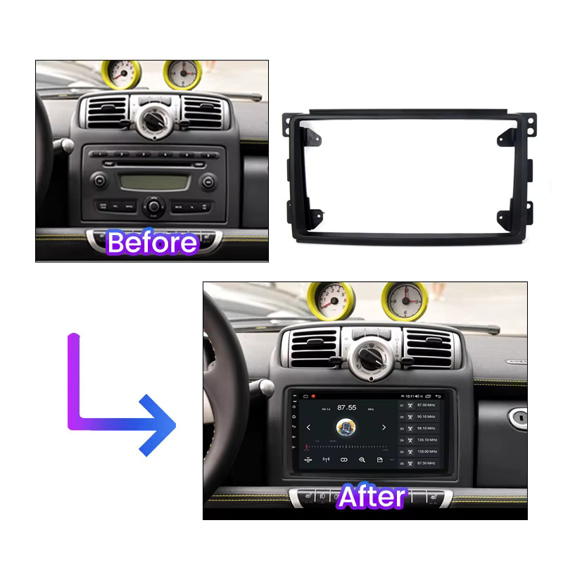 STRONGNAVI Android Auto Radio Fascia Adapter für Mercedes Benz Smart Fortwo W451 2006 bis 2009, 9 Zoll, Schwarz - Bild 3