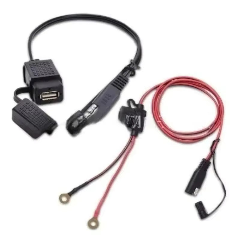 Wasserdichter 12V Ladegerät Kabel Adapter mit Inline Sicherung und USB-C Anschluss für Motorrad, Telefon und GPS in Schwarz - Bild 2