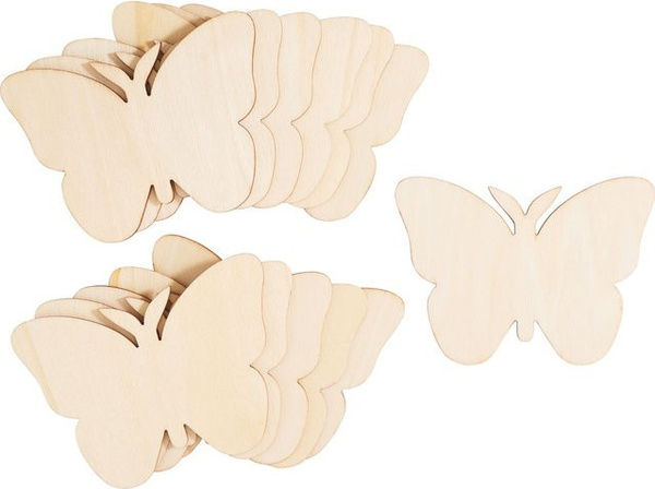 VBS Holz-Schmetterlinge in Beige, 12 Stück für Bastelarbeiten