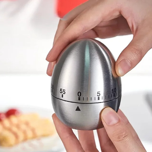 Mechanischer Küchentimer YUZI in Silber für Eier und Kochen mit Countdown-Funktion - Bild 1