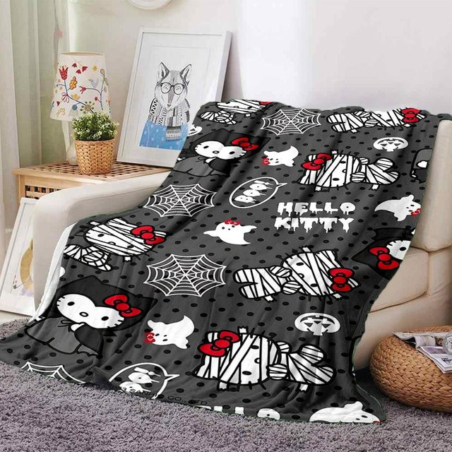 Hello Kitty Halloween Flanellendecke von Yi Xin One in Grau, B/B: 80 x 120 cm - Bild 1
