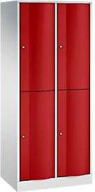 C+P Garderobenspind Resisto mit 2 Abteilen und 4 Fächern, Lichtgrau/Rubinrot, B/T/H: 77,2 x 54,0 x 195,0 cm - Bild 1
