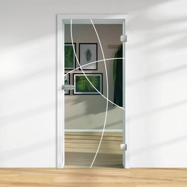 Skyscope Glasdrehtür ESG Floatglas mit Lasermattierung, Transparent, DIN Rechts, H x B x T: 197,2 x 83,4 x 0,8 cm - Bild 1