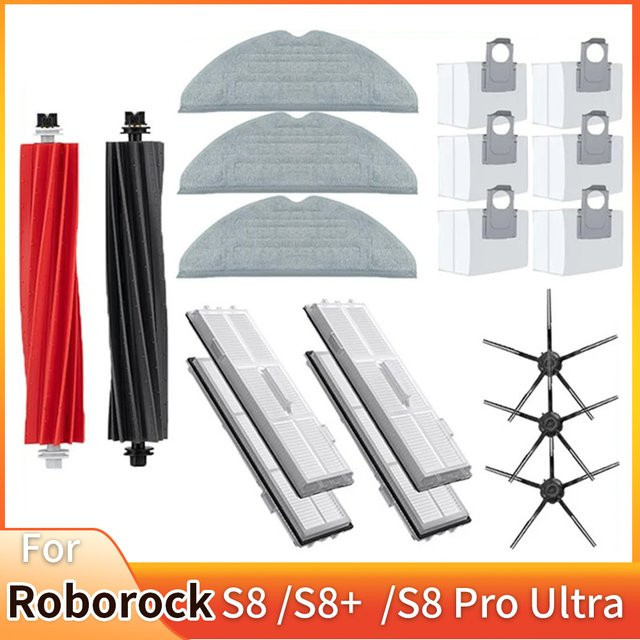 Roborock S8 Pro Ultra und S8+ Zubehör-Set mit DuoRoller Hauptseitenbürsten, Mopptüchern, HEPA-Filtern und Staubbeuteln in Multicolour - Bild 1