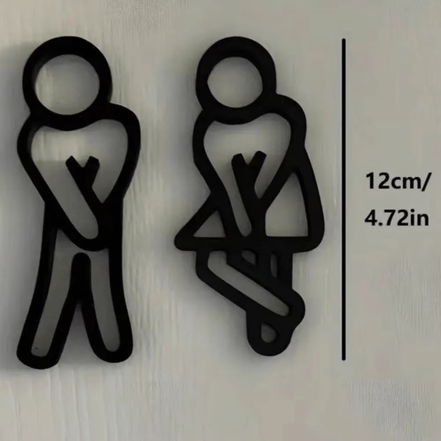 CIFBUY Dekoratives WC-Schild aus Metall in Schwarz, Höhe: 12 cm - Bild 4