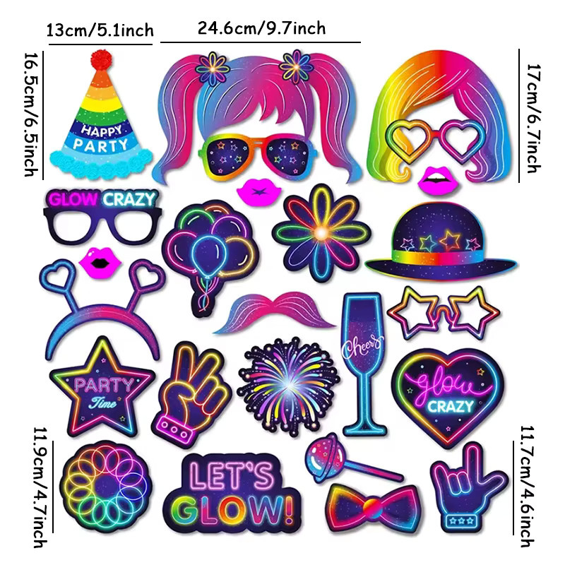 25 Stück Bunte Graffiti Papier Foto Requisiten für Musik Partys und Geburtstage in Multicolour - Bild 3