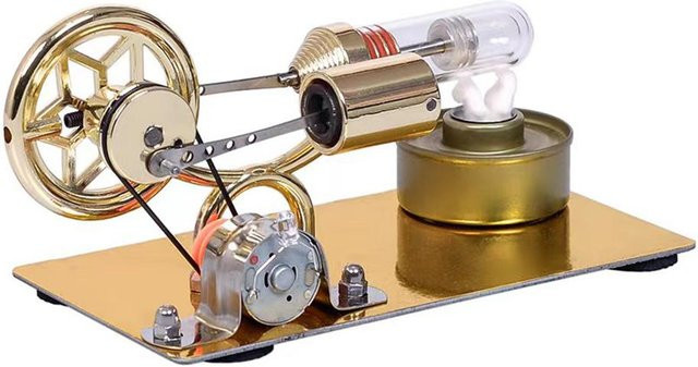 TOMTOP JMS Heißluft-Stirlingmotor, Motormodell, mit LED-Lampe, gold - Bild 1