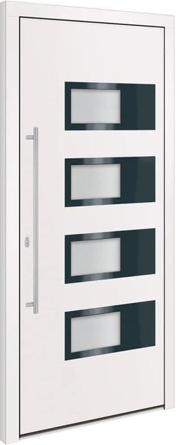 vidaXL Haustür in Weiß mit Glaseinsatz aus Aluminium und Kunststoff, B/H: 100 x 210 cm - Bild 1