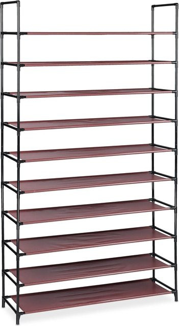Relaxdays Schuhregal Stecksystem aus Metall in Bordeaux mit höhenverstellbaren Regalböden, H x B x T: 176,5 x 99 x 29,5 cm - Bild 1