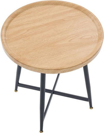 okwish Beistelltisch Rund in Naturholzoptik Braun, Durchmesser: 55 cm, Höhe: 60 cm
