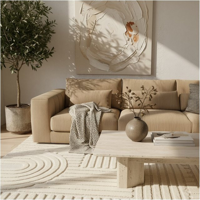 Hochflorteppich RIGI von Kadima Design im Skandi-Boho-Stil mit High-Low-Effekt, Beige, Breite: 80 cm, Länge: 250 cm - Bild 1