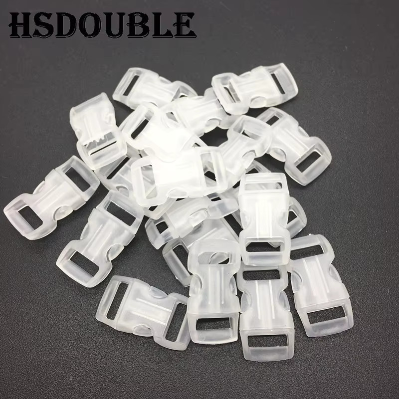 HSDOUBLE Kunststoffschnallen konturiert gebogen für Paracord-Armband und Gurtband, 10 mm, transparent und weiß, 100 Stück/Packung - Bild 4