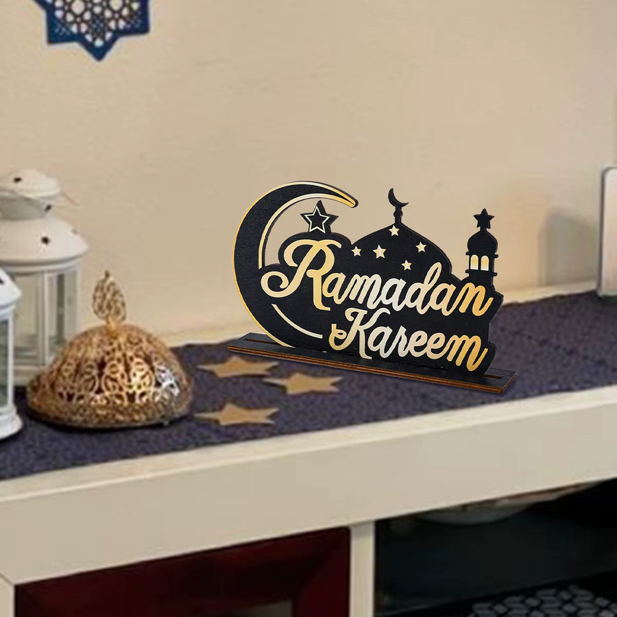 PATIMATE Ramadan Dekoration Holzornamente Eid Mubarak Multicolor für dein Zuhause - Bild 2