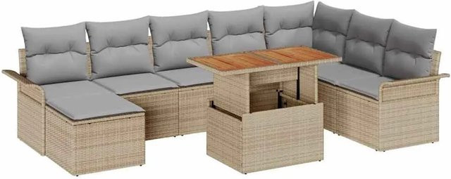 vidaXL Garten-Sofa-Set mit 9 Teilen in Beige und Hellgrau - Bild 1