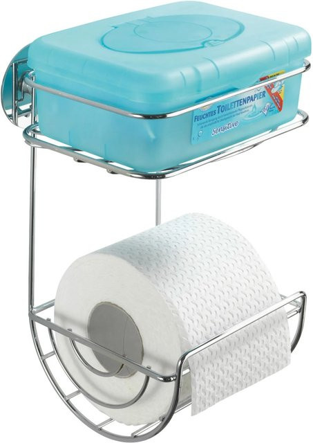 Wenko WC-Papierhalter Turbo-Loc mit Ablage in Chrom Glänzend Silberfarben - Bild 1