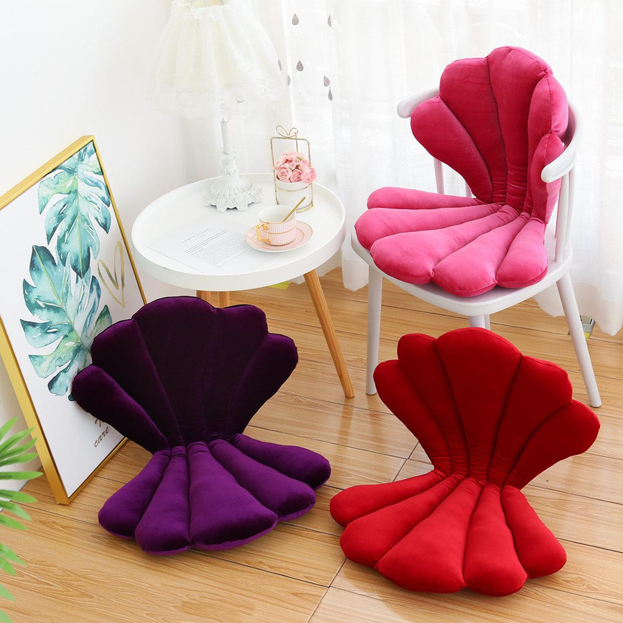 Yiran Furniture Muschel Rückenkissen aus Samt in Blau und Pink, B/H/T: 75 x 50 x 6 cm - Bild 2