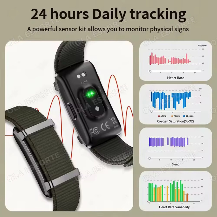 Ola Esporte Smart-Armband ohne Bildschirm, Fitness-Tracker mit Herzfrequenz-Monitor und Schrittzähler in Schwarz - Bild 3