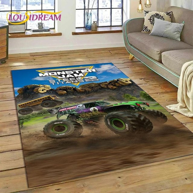 Karpetti Monster Jam Cartoon Teppich für Kinderzimmer und Wohnzimmer, Mehrfarbig, B/T: 60 x 40 cm - Bild 1