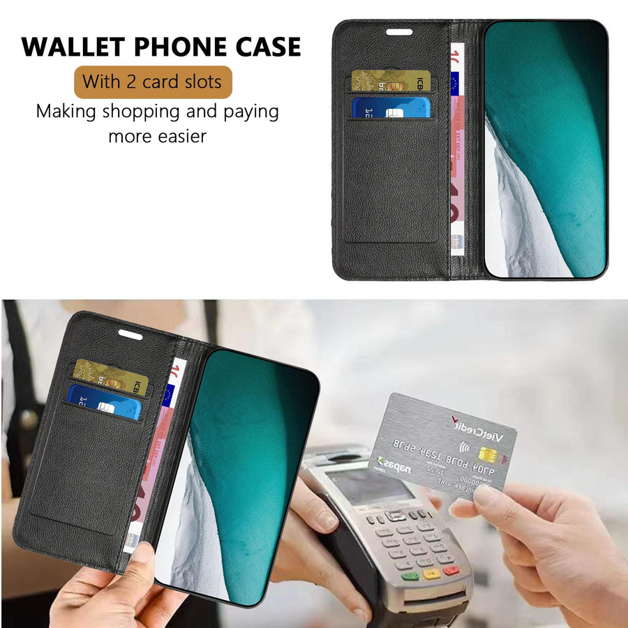 Magnetische Leder-Handyhülle mit Geldbörse für Xiaomi 15 14 14T 13 13T 12 12T 11 11T Pro Ultra Lite 5G in Schwarz - Bild 5