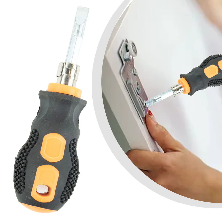 Vibratite Schraubendreher-Set mit kurzem Griff und transparentem Gehäuse, Flach und Kreuzschlitz für Reparaturarbeiten - Bild 2