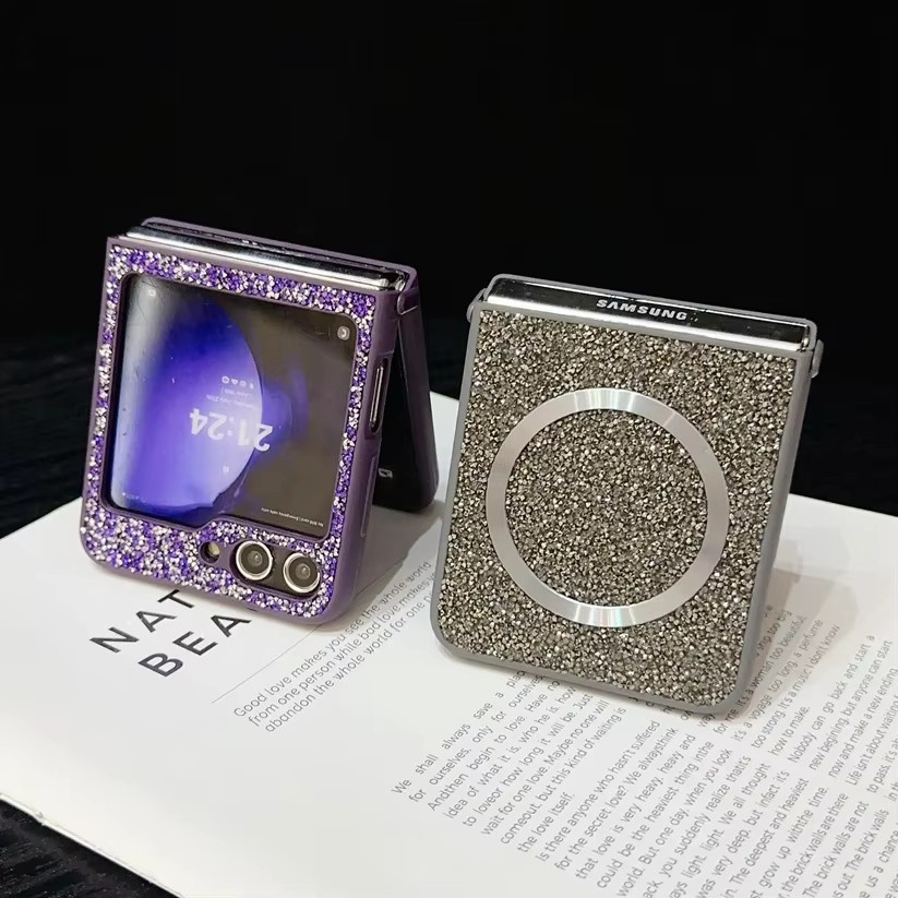 Stoßfeste Glitzer Magnet Ladehülle für Samsung Galaxy Z Flip6 Z Fold6 5G in Purple - Bild 3