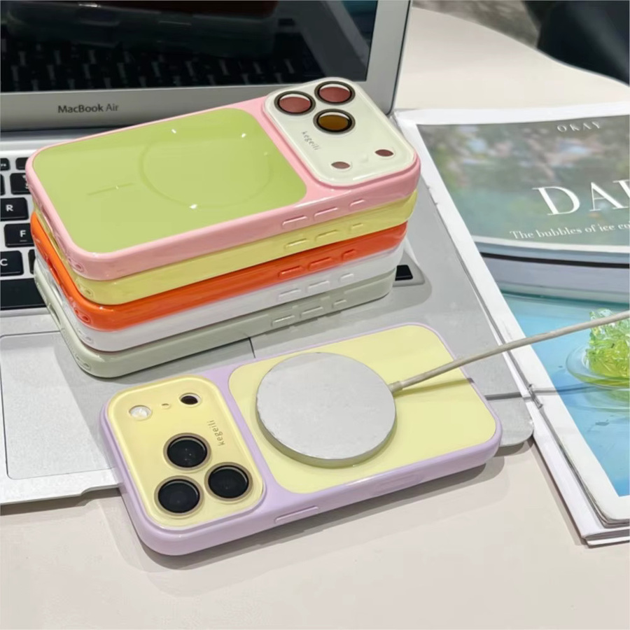 Candy AG Color Blocking MagSafe Wireless Charging Case für iPhone 17 16 15 14 13 12 Pro Max Glänzende Kristall-Glatte Hartschale in Multicolour - Bild 5